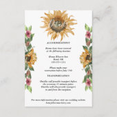 Boho Zonnebloem Trouwdetails Envelopkaart Informatiekaartje (Voorkant)
