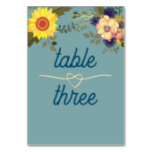 Boho Zonnebloem Trouwtafel Nummer Kaart (Achterkant)