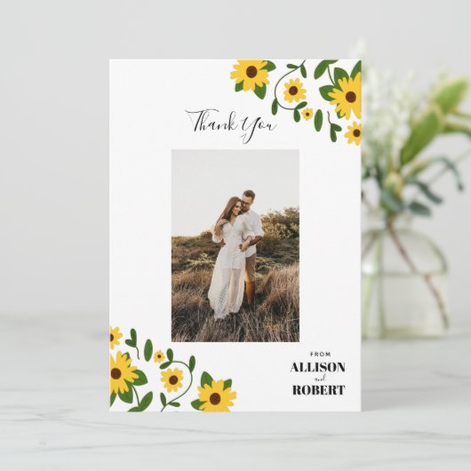 Boho Zonnebloem Veld Bedankkaart (Staand voorkant)