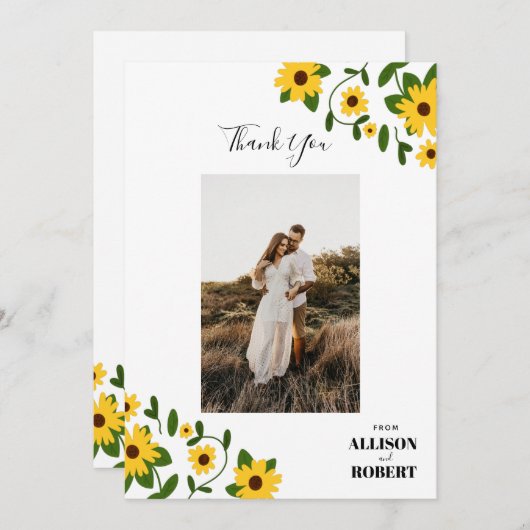 Boho Zonnebloem Veld Bedankkaart (Voorkant / Achterkant)
