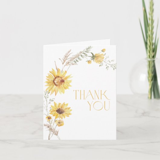 Boho Zonnebloem Vrijgezellenfeest Dankjewel Kaart (Voorkant)