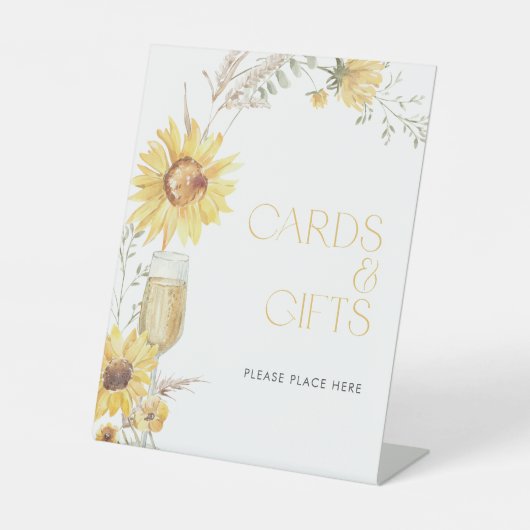 Boho Zonnebloem Vrijgezellenfeest Kaarten & Gesche Reclamebord Met Voetstuk (Voorkant)