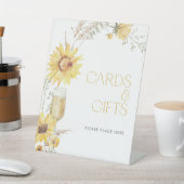 Boho Zonnebloem Vrijgezellenfeest Kaarten & Gesche Reclamebord Met Voetstuk (Insitu)