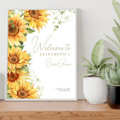 Boho zonnebloem vrijgezellenfeest welkomstbord poster