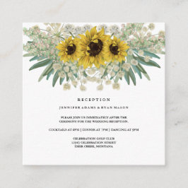 Boho zonnebloem Waterverf chique bruiloft receptie Informatiekaartje