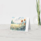 Boho Zonnebloem Waterverf Rustiek Land Bruiloft Bedankkaart (Achterkant)