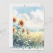 Boho Zonnebloem Waterverf Rustiek Land Bruiloft Kaart (Achterkant)