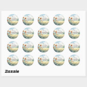 Boho Zonnebloem Waterverf Rustiek Land Bruiloft Ronde Sticker (Vel)