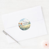 Boho Zonnebloem Waterverf Rustiek Land Bruiloft Ronde Sticker (Envelop)