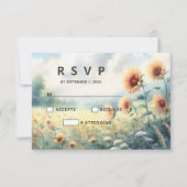 Boho Zonnebloem Waterverf Rustiek Land Bruiloft RSVP Kaartje (Voorkant)