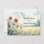 Boho Zonnebloem Waterverf Rustiek Land Bruiloft RSVP Kaartje (Achterkant)