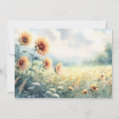 Boho Zonnebloem Waterverf Rustiek Land Bruiloft Save The Date (Achterkant)