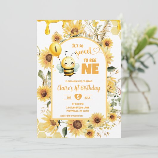 Boho Zonnebloem Zoet om één verjaardag te zijn Kaart (Staand voorkant)