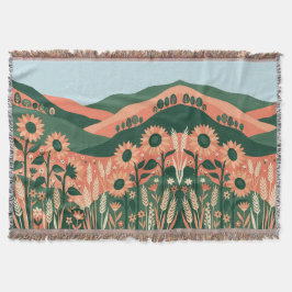 Boho Zonnebloemdeken – Zalm & Tarwe Deken