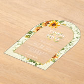 Boho Zonnebloemen Acryl Clear Modern Rustiek Acryl Uitnodigingen (Laagn)