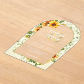 Boho Zonnebloemen Acryl Helder Modern Rustiek Uitnodigingen (Laagn)