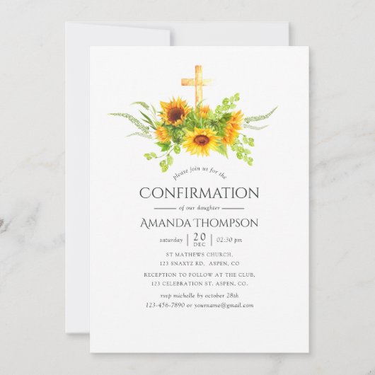 Boho Zonnebloemen Bevestiging Kaart (Voorkant)