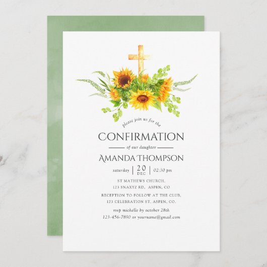 Boho Zonnebloemen Bevestiging Kaart (Voorkant / Achterkant)