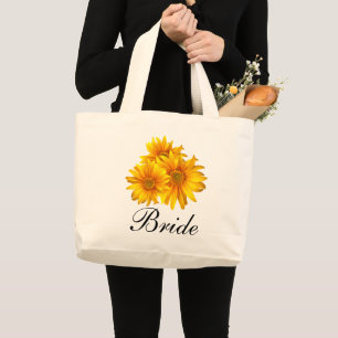 Boho Zonnebloemen Bloemen Persoonlijke Bruid Gesch Grote Tote Bag