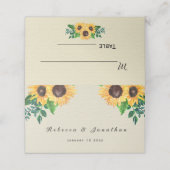 Boho Zonnebloemen Bruiloft Plaatskaartje (Buitenkant ongevouwen)
