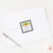 Boho Zonnebloemen | BW Buffalo Controle Adres Vierkante Sticker (Envelop)