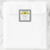 Boho Zonnebloemen | BW Buffalo Controle Retouradre Vierkante Sticker (Tas)