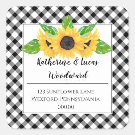 Boho Zonnebloemen | BW Buffalo Controle Retouradre Vierkante Sticker
