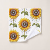 Boho Zonnebloemen en Diamanten Handdoeken Set (Wasdoekje)