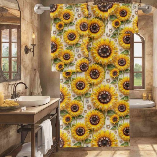 Boho Zonnebloemen en Diamanten Handdoeken Set