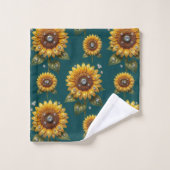 Boho Zonnebloemen en Diamanten Handdoeken Set (Wasdoekje)