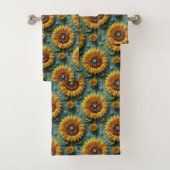 Boho Zonnebloemen en Diamanten Handdoeken Set (Insitu)