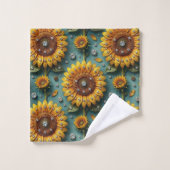 Boho Zonnebloemen en Diamanten Handdoeken Set (Wasdoekje)