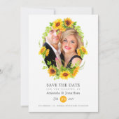 Boho zonnebloemen foto bruiloft save the date (Voorkant)