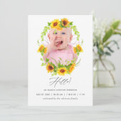 Boho Zonnebloemen Geboorte Aankondiging Fotokaart (Staand voorkant)
