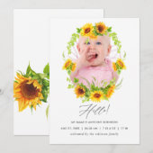 Boho Zonnebloemen Geboorte Aankondiging Fotokaart (Voorkant / Achterkant)
