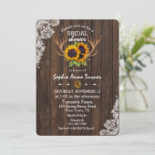 Boho Zonnebloemen Geweien Houten Kant Bruiloftsfee Kaart (Staand voorkant)