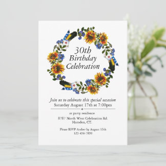 Boho Zonnebloemen Krans 30e Verjaardag Kaart