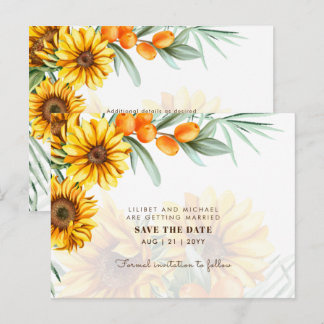 Boho Zonnebloemen Landelijke Trouwdag DATUM OPZIJ! Briefkaart