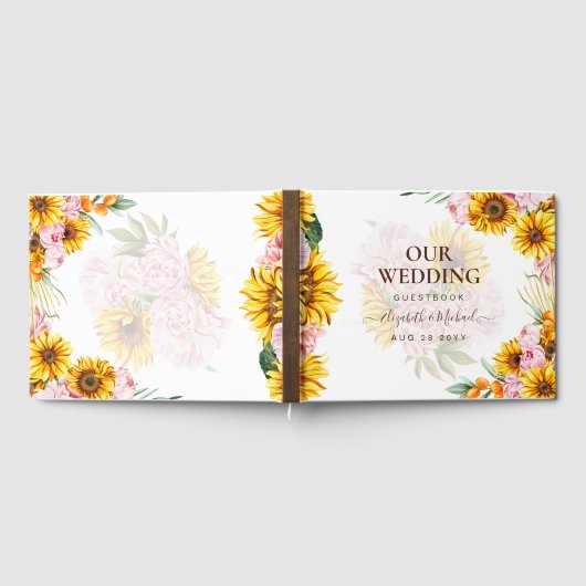 Boho Zonnebloemen Pampas Gras Trouw Gastboek Gastenboek (Volledig)