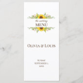 Boho zonnebloemen romantisch zomerse bruiloft menu (Voorkant)