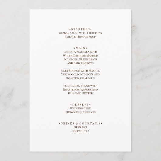 Boho zonnebloemen romantisch zomerse bruiloft menu (Achterkant)