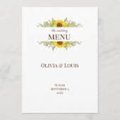 Boho zonnebloemen romantisch zomerse bruiloft menu (Voorkant)