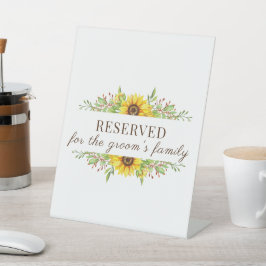 Boho zonnebloemen romantisch zomerse bruiloft reclamebord met voetstuk