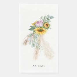 Boho Zonnebloemen & Roze Pioenrozen Persoonlijke D Servet