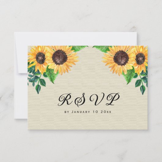 Boho Zonnebloemen Rustiek Geel Bloemen RSVP Kaartje (Voorkant)