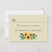 Boho Zonnebloemen Rustiek Geel Bloemen RSVP Kaartje (Achterkant)
