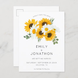 Boho Zonnebloemen Rustieke bloemen Save the Date Aankondigingskaart