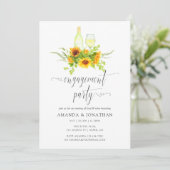 Boho Zonnebloemen Verlovingsfeest Wijnproeverij Kaart (Staand voorkant)