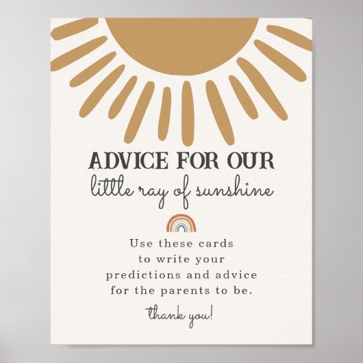 Boho zonneschijn advies voor baby shower partij te poster (Voorkant)