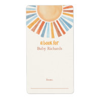 Boho zonneschijn baby shower boek labels stickers